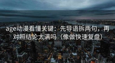 age动漫看懂关键：先导语拆两句，再对照结论太满吗（像做快速复盘）
