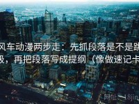 风车动漫两步走：先抓段落是不是跳级，再把段落写成提纲（像做速记卡）