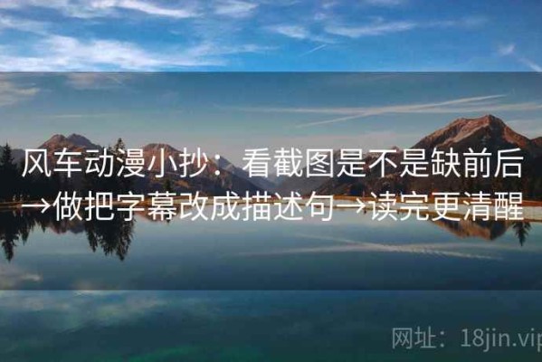 风车动漫小抄：看截图是不是缺前后→做把字幕改成描述句→读完更清醒