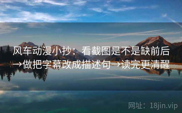 风车动漫小抄：看截图是不是缺前后→做把字幕改成描述句→读完更清醒