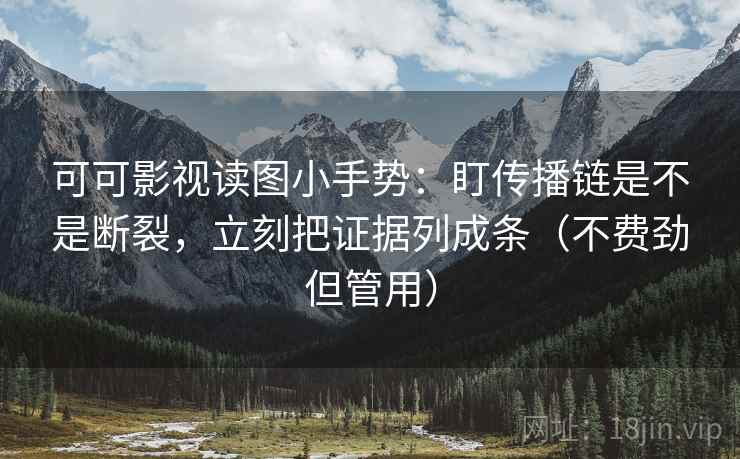 可可影视读图小手势：盯传播链是不是断裂，立刻把证据列成条（不费劲但管用）